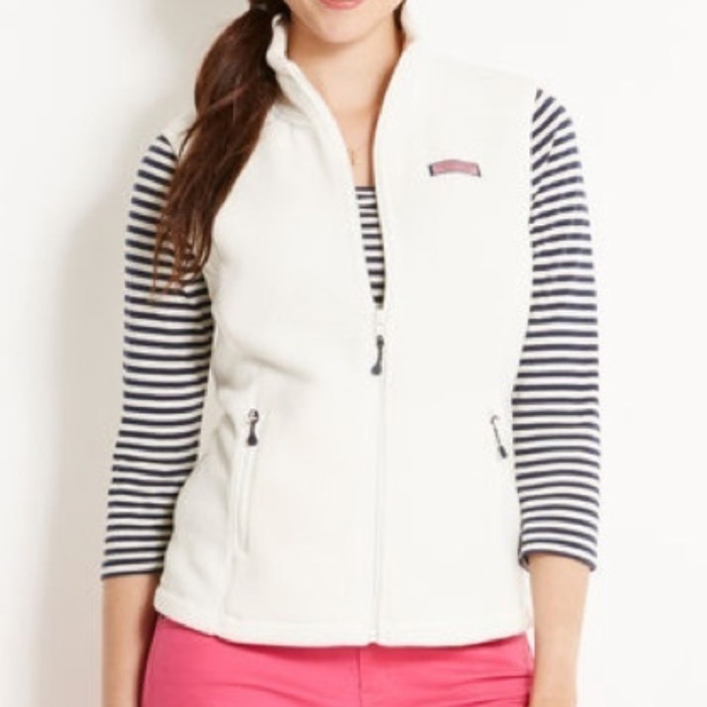 VINEYARD VINES WHITE FLEECE VEST